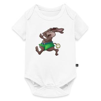 Trop tard! - Lapin avec montre - Body à manches courtes Premium Bébé - blanc - Devant