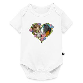 Coeur d'animaux et de fleurs - Body à manches courtes Premium Bébé - blanc - Devant