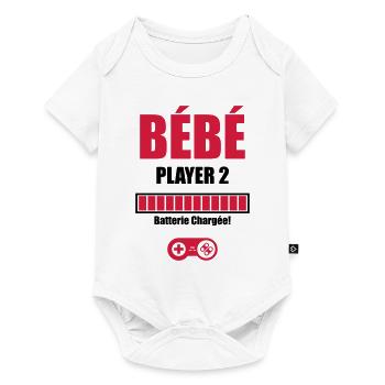 bébé player 2 batterie chargée - Body à manches courtes Premium Bébé - blanc - Devant