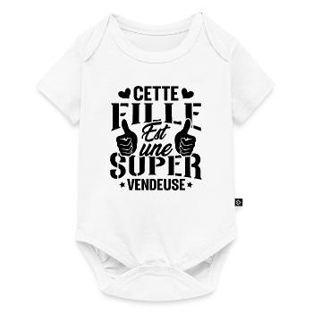 Cette Fille Est Une Super Vendeuse - Body à manches courtes Premium Bébé - blanc - Devant