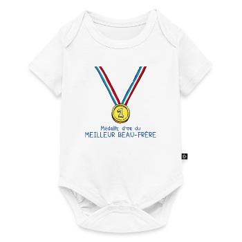 T-shirt Médaille d'or du meilleur beau-frère - Body à manches courtes Premium Bébé - blanc - Devant