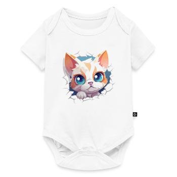 Flauschige Neugier: Babykatzen-Entdecker T-Shirt - Baby Premium Kurzarmbody - Weiß - Vorne