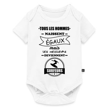 hommes surfeurs, idée cadeau surf, surfeur - Body à manches courtes Premium Bébé - blanc - Devant