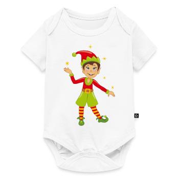 Un elfe souriant et heureux attrape les étoiles - Body à manches courtes Premium Bébé - blanc - Devant