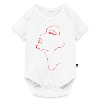 Line art female silhouette Female faces face - Baby Premium short-sleeve bodysuit - white - Front