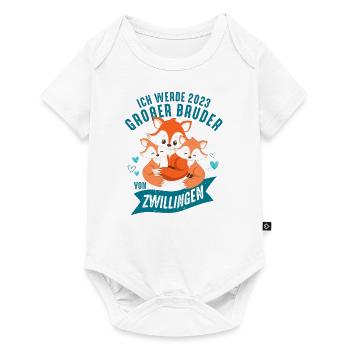 Zwillinge Schwangerschaft Fuchs Großer Bruder 2023 - Baby Premium Kurzarmbody - Weiß - Vorne