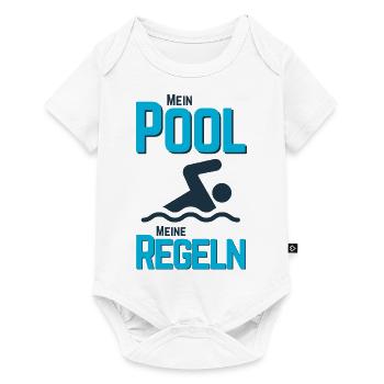 Planschbecken Swimmingpool Pool Schwimmen Geschenk - Baby Premium Kurzarmbody - Weiß - Vorne