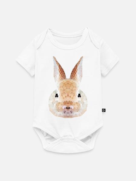 Hase Polygon – Low Poly - Baby Premium Kurzarmbody - Weiß