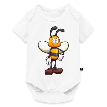 Abeille de dessin animé mignonne amicale - Body à manches courtes Premium Bébé - blanc - Devant