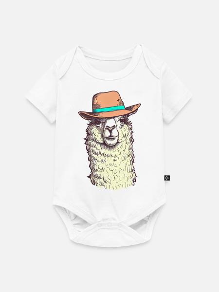 Lustiges Hut-Lama - Baby Premium Kurzarmbody - Weiß