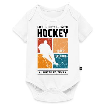 Life is better with Hockey - Baby Premium Kurzarmbody - Weiß - Vorne