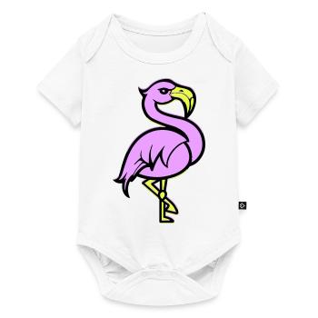 flamingo comic - Baby Premium Kurzarmbody - Weiß - Vorne
