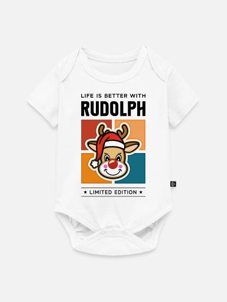 Rudolph - Baby Premium Kurzarmbody - Weiß