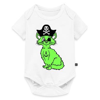 Mignon Pirate Chats Buccaneer Oeil Patch Chapeau Costume - Body à manches courtes Premium Bébé - blanc - Devant