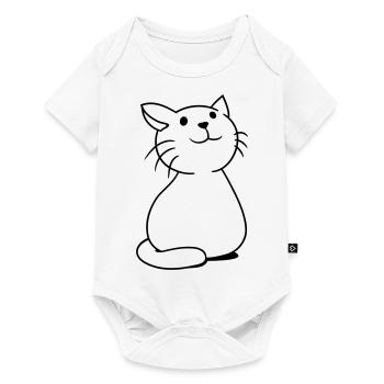 chat mignon a l’air heureux souriant chaton amusant - Body à manches courtes Premium Bébé - blanc - Devant
