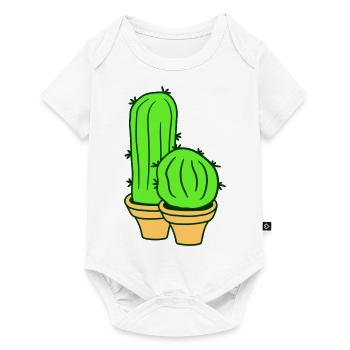 2 Small Cacti Cactus Spines Desert Flower Pot - Baby Premium short-sleeve bodysuit - white - Front