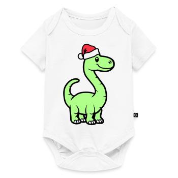 Dinosaur Brontosaurus Santa Claus - Baby Premium short-sleeve bodysuit - white - Front