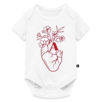 Red floral anatomy heart letter - Baby Premium short-sleeve bodysuit - white - Front