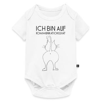 Kommunikationsdiät schwarz mit Katze - Baby Premium Kurzarmbody - Weiß - Vorne