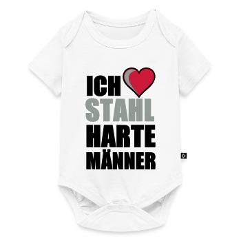 Stahlharte Männer Geschenk - Baby Premium Kurzarmbody - Weiß - Vorne