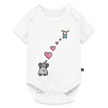 Enfant éléphant avec le cœur symbole de l’amour - Body à manches courtes Premium Bébé - blanc - Devant