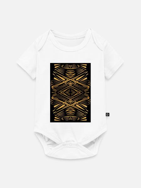 Ethnisches Goldmuster auf Schwarz - Baby Premium Kurzarmbody - Weiß