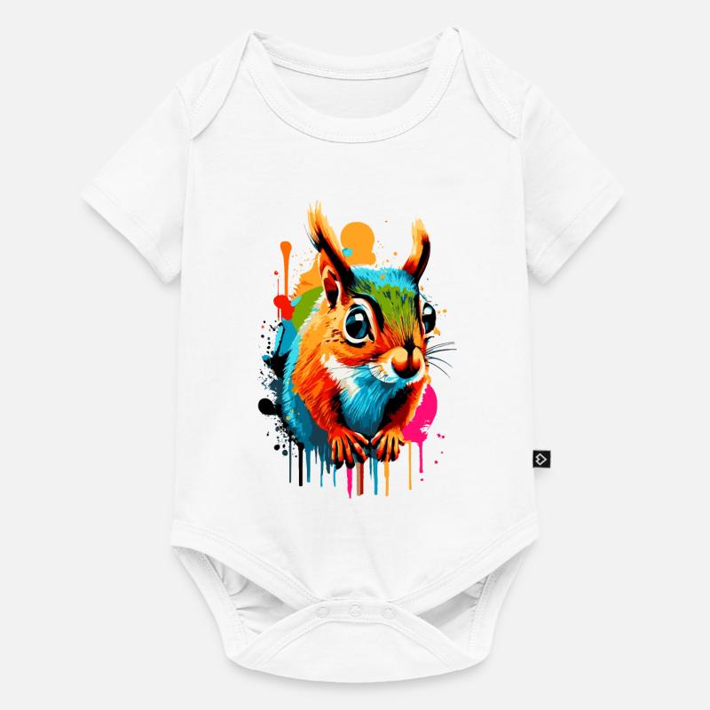 Eichhörnchen Sciurus - Squirrel Farbenfroh - Baby Premium Kurzarmbody - Weiß