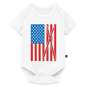 Patriotischer US Drummer - Baby Premium Kurzarmbody - Weiß - Vorne
