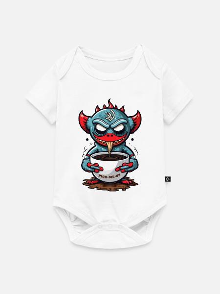 Kaffee Monster - Baby Premium Kurzarmbody - Weiß