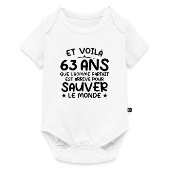 63 ans Cadeau anniversaire 63 ans Homme - Body à manches courtes Premium Bébé - blanc - Devant