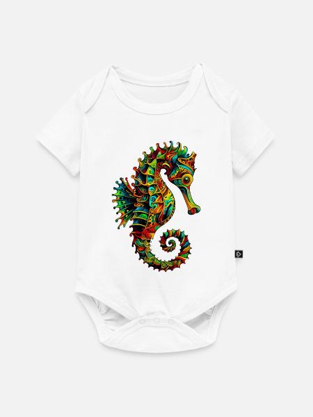 Seepferdchen - Baby Premium Kurzarmbody - Weiß