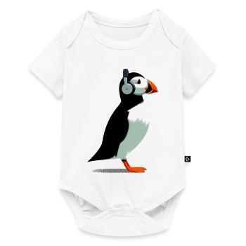 Macareux avec écouteurs - Body à manches courtes Premium Bébé - blanc - Devant