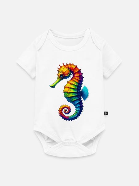 Seepferdchen - Baby Premium Kurzarmbody - Weiß