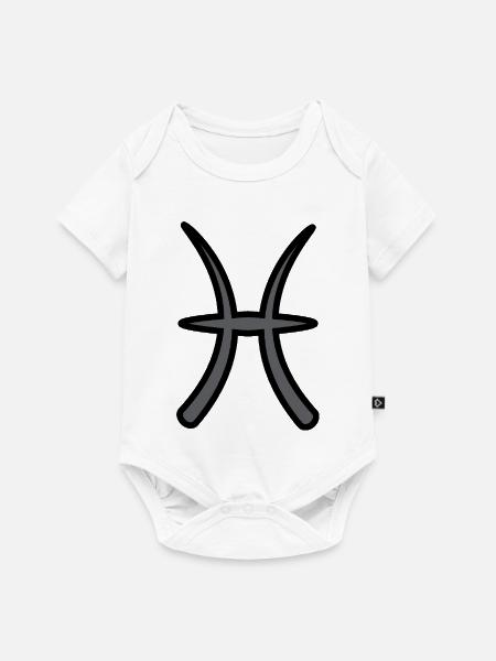 Fische Sternzeichen Symbol Schwarz & Grau - Baby Premium Kurzarmbody - Weiß