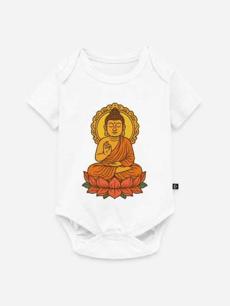Meditatives Buddha-auf-Lotus-Design - Baby Premium Kurzarmbody - Weiß
