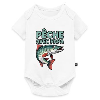 Fisch, der mit Papa gefangen wurde - Baby Premium Kurzarmbody - Weiß - Vorne