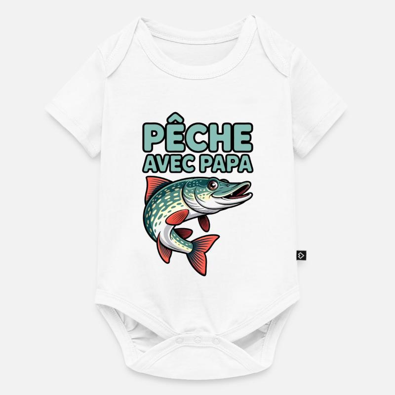 Poisson peche avec papa - Body à manches courtes Premium Bébé - blanc