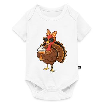 Turkey Coffee Lover Funny Thanksgiving Vibe - Baby Premium short-sleeve bodysuit - white - Front