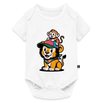 Cute Lion and Monkey – Best Friends - Baby Premium short-sleeve bodysuit - white - Front