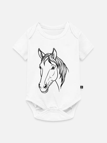 Pferdekopf - Baby Premium Kurzarmbody - Weiß