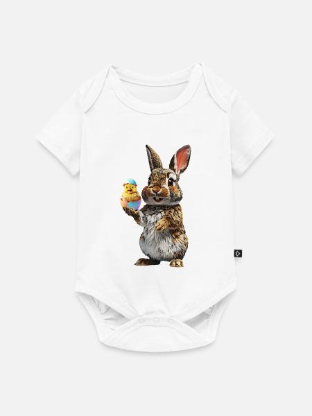 Hase - Baby Premium Kurzarmbody - Weiß