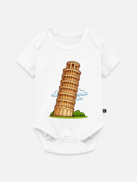 Pisa Turm Cartoon - Baby Premium Kurzarmbody - Weiß