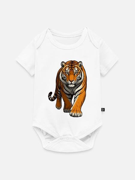 Tiger Illustration - Baby Premium Kurzarmbody - Weiß