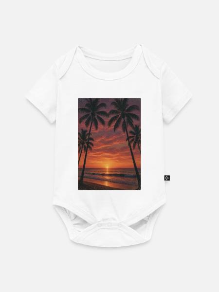 Sonnenuntergang am Palmenstrand - Baby Premium Kurzarmbody - Weiß