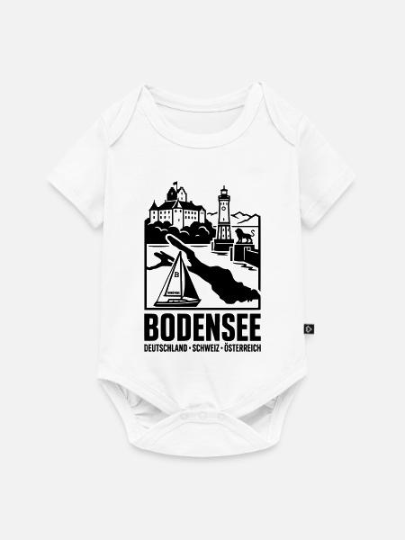 Bodensee Silhouette Wahrzeichen - Baby Premium Kurzarmbody - Weiß