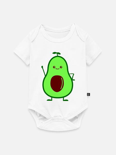 Fröhlicher Avocado Buddy - Baby Premium Kurzarmbody - Weiß
