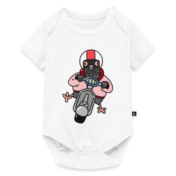 Carla Columba - Pigeon sur trottinette - Body à manches courtes Premium Bébé - blanc - Devant