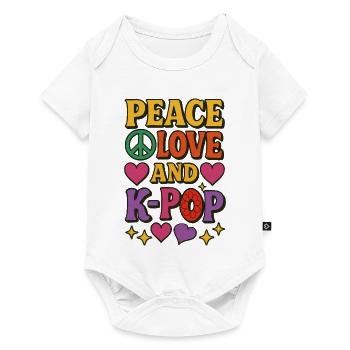 T-shirt rétro Peace Love K-Pop - Body à manches courtes Premium Bébé - blanc - Devant