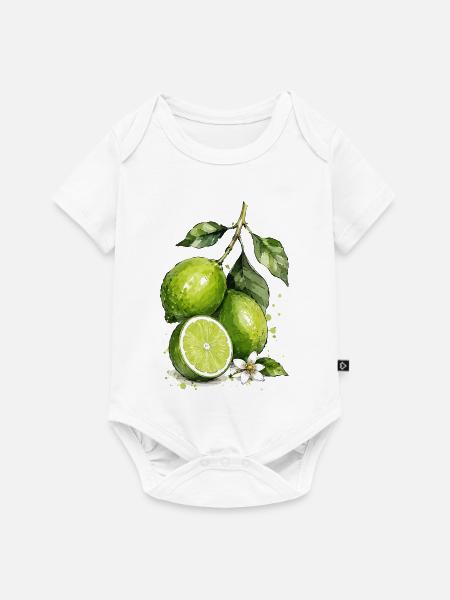 Limette Aquarell  - Baby Premium Kurzarmbody - Weiß