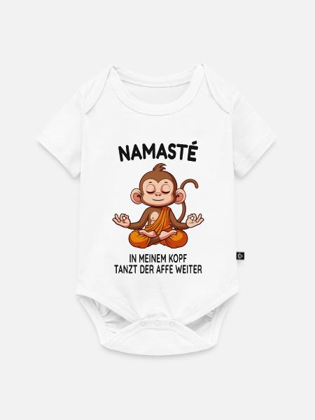 Namasté – Der Affe tanzt im Kopf - Baby Premium Kurzarmbody - Weiß
